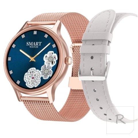 SMARTWATCH DAMSKI PACIFIC 18-2 - BRANSOLETA + PASEK: Rosegold / Biały (sy015b)