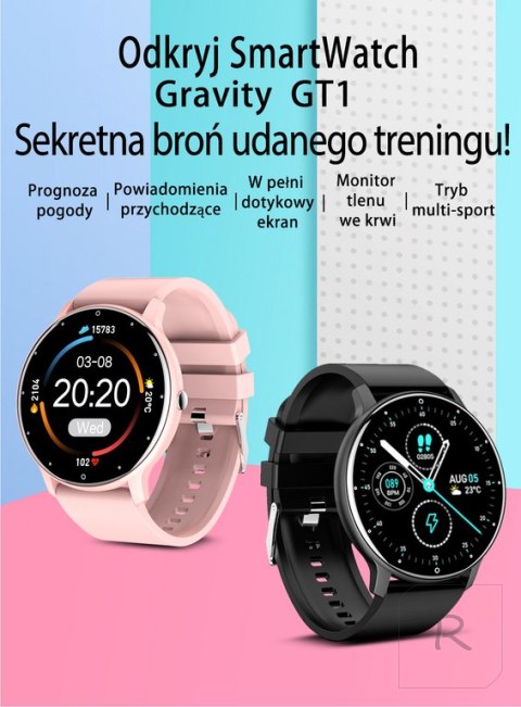 SMARTWATCH UNISEX GRAVITY GT1-3 - PULSOMETR, WŁASNE TARCZE (sg015c)