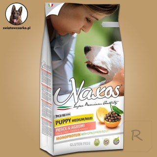 Naxos Puppy Medium/Maxi Ryba Karma Bezglutenowa i Monobiałkowa dla psów ras średnich i dużych 12kg