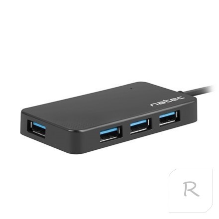 Natec USB 3.0 HUB, Silkworm, 4-Port, Black