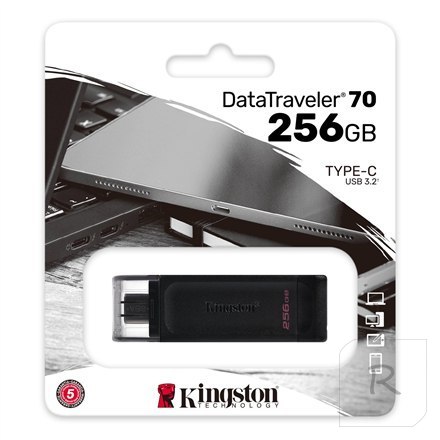 Pamięć flash USB Kingston DataTraveler 70 256 GB, USB 3.2 Gen 1 Type-C, czarna