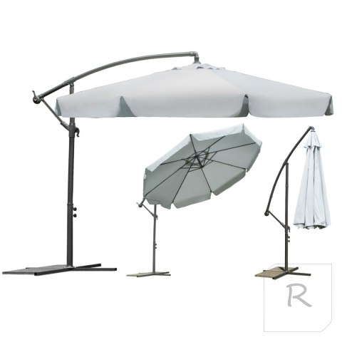 Parasol ogrodowy składany 8 segmentów szary ? 350cm