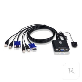 Aten 2-Port USB VGA Cable KVM Switch with Remote Port Selector