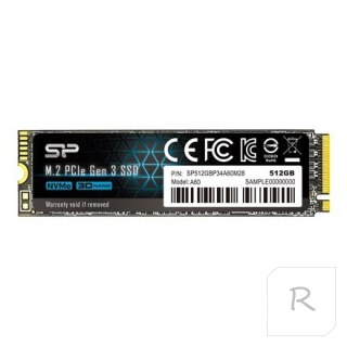 Silicon Power A60 512 GB, interfejs SSD M.2 NVME, prędkość zapisu 1600 MB/s, prędkość odczytu 2200 MB/s