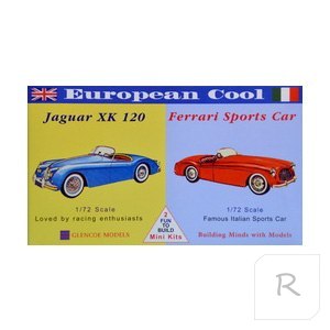 Model plastikowy - Samochody European Cool - Jaguar XK-120 / Ferrari 250 - Glencoe Models (2szt)