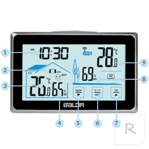 Stacja pogodowa z wyświetlaczem BD-910 czarna