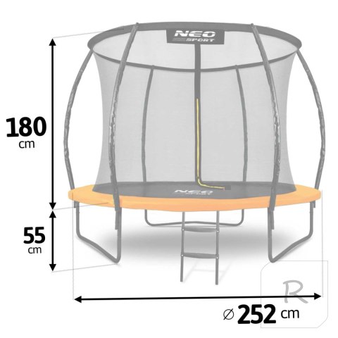 Trampolina ogrodowa profilowana 8ft/252cm z siatką wewnętrzną Neo-Sport